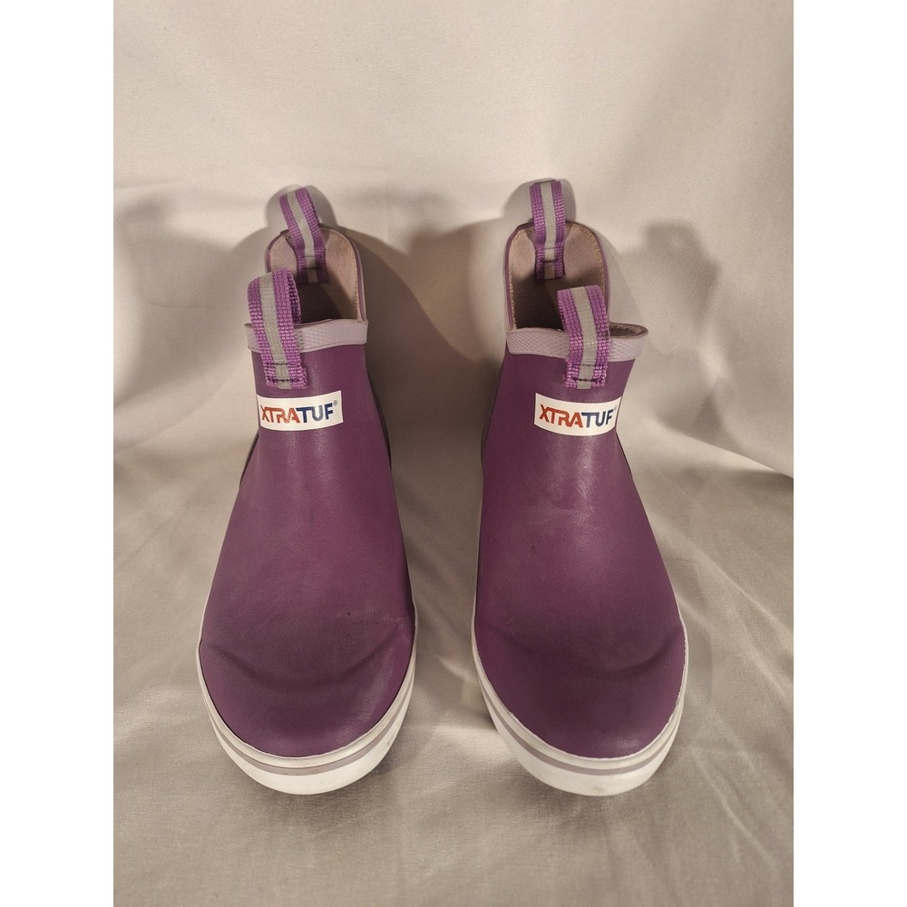 XTRATUF Kids Ankle Deck Boots Purple Waterproof Slip Resistant Rubber Rain Boots